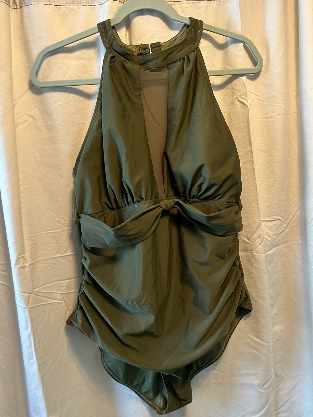 Funny girl Olive Green High Neck One-Piece Swimsuit